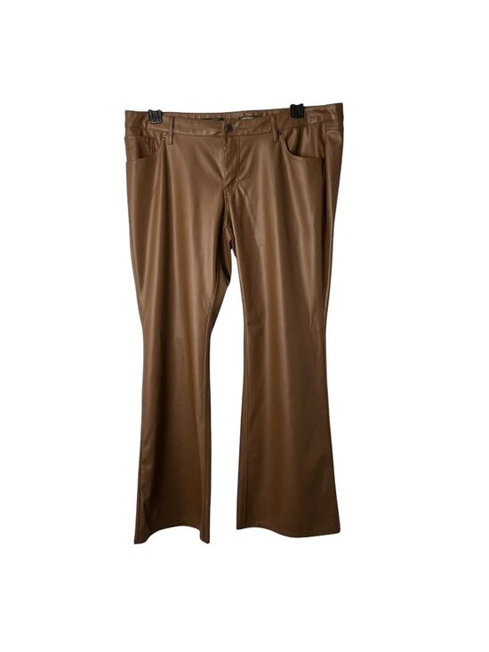 wild fable Pants - Wild Fable Faux Leather Flare Pants Womens 16 Brown Low Rise Leather Used